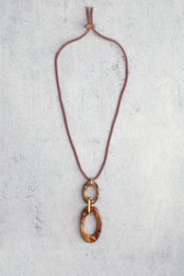 Voorkant van Roze ketting met bruine ovale hangers door Liberty Island voor Dames