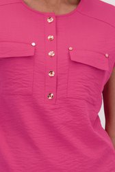 Detail van Roze mouwloze blouse door Claude Arielle voor Dames