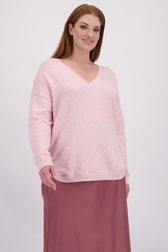 Voorkant van Roze trui met V-hals  door ONLY Carmakoma voor Dames