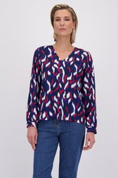 Vidéo de Blouse à imprimé bleu et rouge de Claude Arielle pour Femmes
