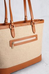 Sac à bandoulière tressé beige et marron. de Hexagona pour Femmes