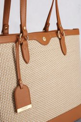 Sac à bandoulière tressé beige et marron. de Hexagona pour Femmes