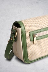 Le dos de Sac à bandoulière tressé beige et vert de Hexagona pour Femmes