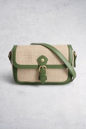 Le devant de Sac à bandoulière tressé beige et vert de Hexagona pour Femmes