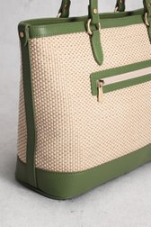 Sac à bandoulière tressé beige et vert de Hexagona pour Femmes
