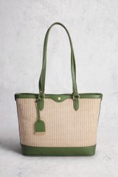 Sac à bandoulière tressé beige et vert de Hexagona pour Femmes