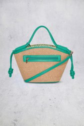 Le dos de Sac à main beige tressé avec accents vert émeraude de Bulaggi pour Femmes