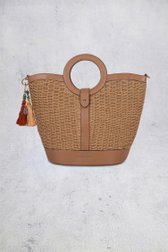 Le devant de Sac à main beige tressé avec détails noirs de Laurent David pour Femmes