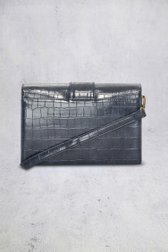 Le dos de Sac à main bleu foncé à structure crocodile de Bulaggi pour Femmes