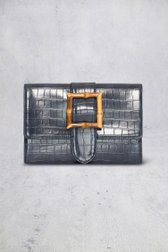 Le devant de Sac à main bleu foncé à structure crocodile de Bulaggi pour Femmes