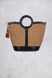 Le devant de Sac à main brun tressé avec détails noirs de Laurent David pour Femmes