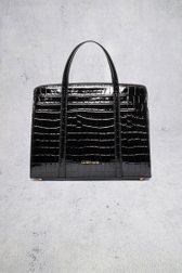 Le devant de Sac à main noir à motif crocodile de Laurent David pour Femmes