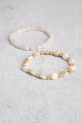 Set de 2 bracelets avec perles blanches de Liberty Island pour Femmes