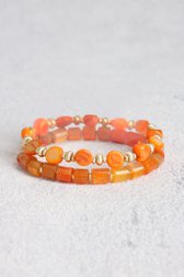 Set de 2 bracelets avec perles orange de Liberty Island pour Femmes