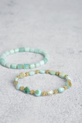 Set de 2 bracelets avec perles vert clair de Liberty Island pour Femmes