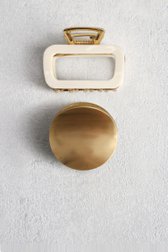 Le devant de Set de 2 pinces à cheveux – Doré et écru de Liberty Island pour Femmes