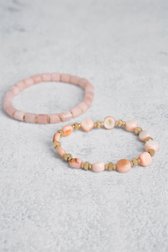 Set van 2 armbandjes met lichtroze kralen van Liberty Island voor Dames