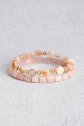 Set van 2 armbandjes met lichtroze kralen van Liberty Island voor Dames