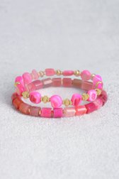 Set van 2 armbandjes met roze kralen van Liberty Island voor Dames