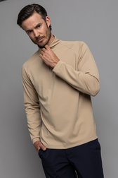 Détail de Shirt de golf beige avec courte fermeture zippée de Dansaert Golf Club pour Hommes