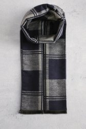 Voorkant van Sjaal met navy-grijs dampatroon door Liberty Island voor Heren