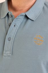 Staalblauwe polo met logo op de borst van Jefferson voor Heren