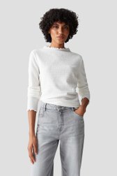 Le devant de T-shirt à manches longues blanc à texture de Opus pour Femmes