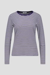 Photo produit 1 de T-shirt à manches longues rayé blanc et bleu de Liberty Island pour Femmes