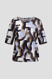 Photo produit 1 de T-shirt à motif graphique beige et bleu de Barbara Lebek pour Femmes