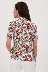 T-shirt avec col et imprimé de feuilles de Claude Arielle pour Femmes