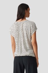 T-shirt beige à pois noirs de Opus pour Femmes