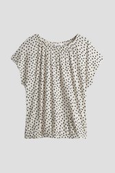 T-shirt beige à pois noirs de Opus pour Femmes