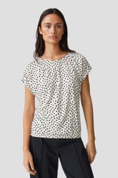 T-shirt beige à pois noirs de Opus pour Femmes