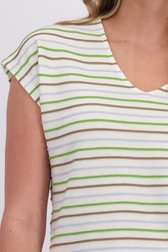 Détail de T-shirt beige à rayures kaki de Libelle pour Femmes