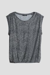 T-shirt beige clair avec imprimé bleu marine de Opus pour Femmes