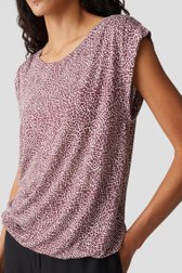 T-shirt beige clair avec imprimé bordeaux de Opus pour Femmes