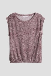 T-shirt beige clair avec imprimé bordeaux de Opus pour Femmes