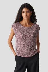 T-shirt beige clair avec imprimé bordeaux de Opus pour Femmes