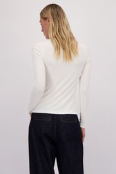 Le dos de T-shirt blanc à col en V et manches longues de Liberty Island pour Femmes