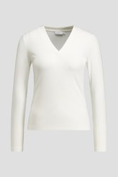 Photo produit 1 de T-shirt blanc à col en V et manches longues de Liberty Island pour Femmes