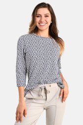 T-shirt blanc à imprimé fin bleu foncé de Bicalla pour Femmes