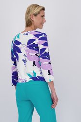T-shirt blanc à imprimé turquoise de Claude Arielle pour Femmes