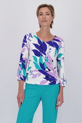 T-shirt blanc à imprimé turquoise de Claude Arielle pour Femmes