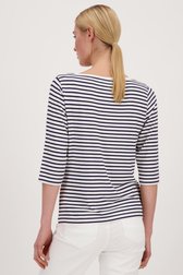 T-shirt blanc à rayures bleues de Liberty Island pour Femmes