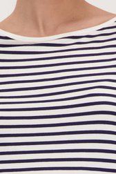 T-shirt blanc à rayures bleues de Liberty Island pour Femmes