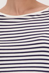 T-shirt blanc à rayures de Liberty Island pour Femmes
