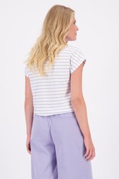 Le dos de T-shirt blanc à rayures mauves de Liberty Loving nature pour Femmes