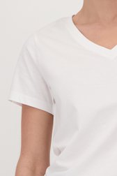 T-shirt blanc avec col en V de Liberty Island pour Femmes