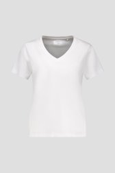 T-shirt blanc avec col en V de Liberty Island pour Femmes
