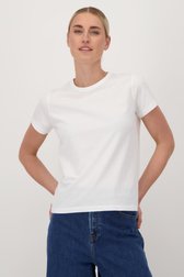 T-shirt blanc avec col rond de Liberty Island pour Femmes